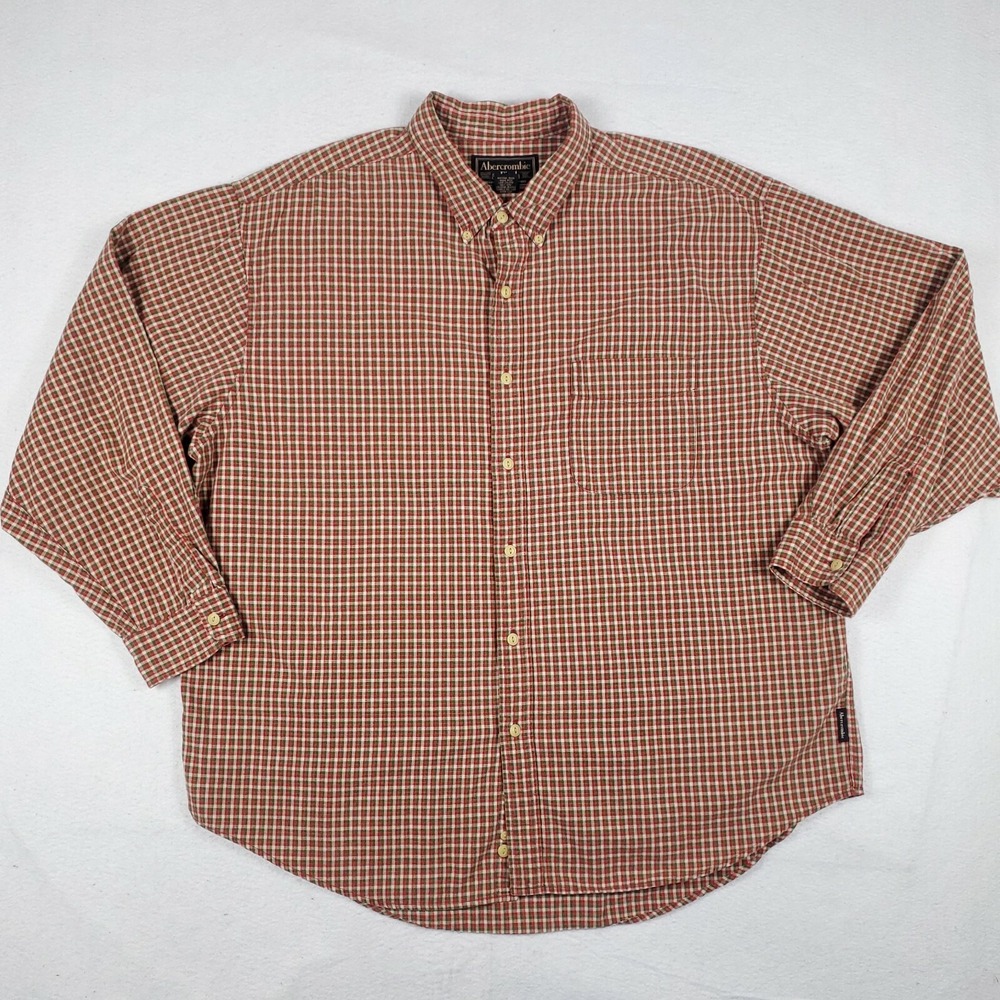 Abercrombie & Fitch Outdoors Work Check Plaid Button Up Shirt Size XL